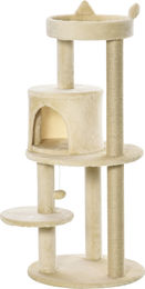 PawHut Katzenkratzbaum mit Sisalstämmen und Schutzplattformen in Creme, 104 cm Höhe – Bild 1 von 3