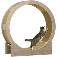 Produktbild von PawHut Katzenlaufrad aus Holz mit Kratzmatte und Bremse 91 cm Durchmesser Braun