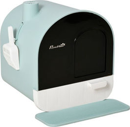 PawHut Katzenmöbel Katzentoilette aus Kunststoff mit Holzbeinen in Grün 43 x 44 x 47 cm – Bild 1 von 5