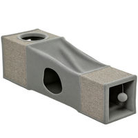 Produktbild von PawHut Katzentunnel aus Sisal mit Spielball und Katzenhöhle, faltbares Katzenspielzeug für Katzen, Braun-Grau, 98 x 30 x 30 cm