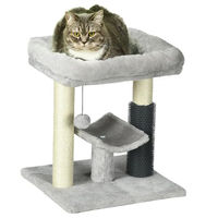 Produktbild von PawHut Kleiner Kratzbaum für Katzen mit Bett in Grau aus Plüsch