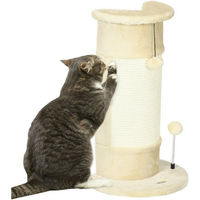 Produktbild von PawHut kleiner Kratzbaum für Katzen mit Kratzball in Cremeweiß und Beige aus Sisal