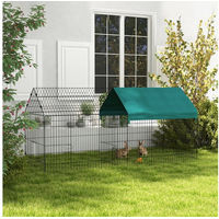 Produktbild von PawHut Kleintiergehege Freilaufgehege mit Abdeckung und 4 Türen für Kaninchen Chinchillas und Hühner 220 x 85 x 103 cm