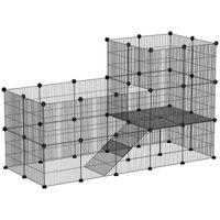 Produktbild von PawHut Kleintiergehege Kleintierkäfig mit 39 Platten und Rampe in Schwarz