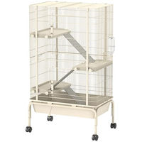 Produktbild von PawHut Kleintiergehege mit 3 Rampen und ausziehbarem Tablett für Hamster und Chinchilla Beige 69 x 44 x 120 cm