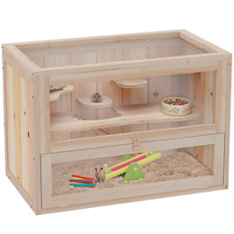 PawHut Kleintierkäfig aus Holz für Kaninchen, Hamster, Chinchillas und Mäuse 60x35x42cm – Bild 1 von 13