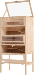 Produktbild von PawHut Kleintierkäfig aus Holz mit 4 Etagen und Rampen für Nager 60 x 40 x 120 cm