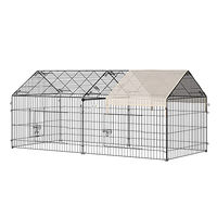 Produktbild von PawHut Kleintierkäfig Freilaufgehege aus Metall für Kaninchen und Meerschweinchen mit Abdeckung Beige Schwarz 220 x 103 x 103 cm