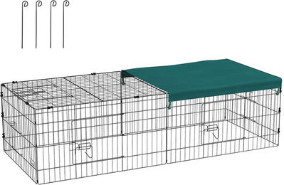 PawHut Kleintierkäfig Laufstall mit 5 Türen und Dach für Kaninchen Chinchillas und Hühner Grün 185 x 75 x 50 cm – Bild 1 von 11