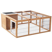 Produktbild von PawHut Kleintierstall aus Holz für Kaninchen und Hasen wetterbeständig mit aufklappbarem Dach 123x120x52 cm