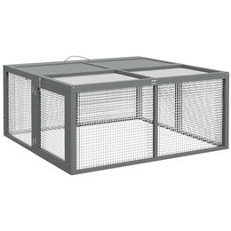 PawHut Kleintierstall aus Holz für Kaninchen und Meerschweinchen klappbar Grau 110 x 105 x 50 cm – Bild 1 von 11