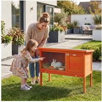 Produktbild von PawHut Kleintierstall aus Holz für Kaninchen und Meerschweinchen mit Asphaltdach und Schublade Orange 90x45x65 cm