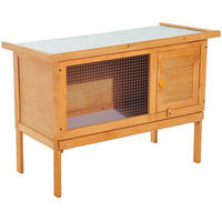Produktbild von PawHut Kleintierstall aus Holz für Kaninchen und Meerschweinchen mit aufklappbarem Dach in Braun