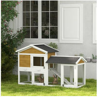 Produktbild von PawHut Kleintierstall aus Holz für Kaninchen und Meerschweinchen mit Bitumendach und Rampe Gelb 147x54x84 cm
