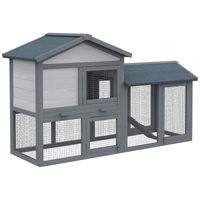 Produktbild von PawHut Kleintierstall aus Holz für Kaninchen und Meerschweinchen mit Freilauf in Grau oder Weiß