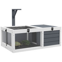 Produktbild von PawHut Kleintierstall aus Holz für Schildkröten und Reptilien mit Sichtfenster und aufklappbarem Deckel in Grau