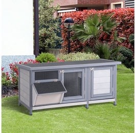 PawHut Kleintierstall aus Holz in Grau und Schwarz – Bild 1 von 5