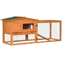 Produktbild von PawHut Kleintierstall aus Holz mit Asphaltdach für Kaninchen und Meerschweinchen in Orange und Braun 156 x 58 x 68 cm