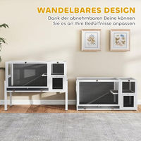 Produktbild von PawHut Kleintierstall aus Holz mit Rampe und Ruheraum für Kaninchen 120 x 53 x 93 cm Grau