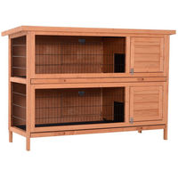 Produktbild von PawHut Kleintierstall doppelstöckig aus Holz für Kaninchen und Meerschweinchen Orange 136,4x50x93cm