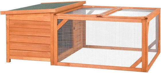 Produktbild von PawHut Kleintierstall für Kaninchen aus Holz mit Asphaltdach in Orange