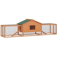 Produktbild von PawHut Kleintierstall für Kaninchen aus Tannenholz mit Seitengehege Braun Natur 79 x 86 x 309 cm