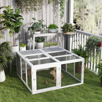 Produktbild von PawHut Kleintierstall Kaninchenstall mit Freilaufgehege aus Holz 120 x 120 x 60 cm