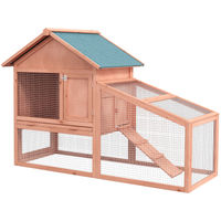 Produktbild von PawHut Kleintierstall mit Freilaufgehege für Kaninchen aus Tannenholz Natur 144 x 64,5 x 100 cm