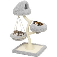 Produktbild von PawHut Kratzbaum 115 cm Katzenbaum mit 2 waschbaren Betten und Hängematte in Hellgrau