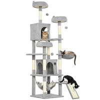 Produktbild von PawHut Kratzbaum 192 cm Katzenturm mit Höhle und Sisalstämmen in Hellgrau für 2-3 Katzen