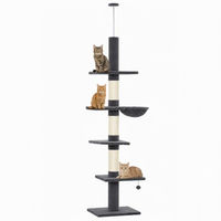 Produktbild von PawHut Kratzbaum Deckenhoch höhenverstellbar 225-255 cm mit 5 Etagen und Sisal in Grau