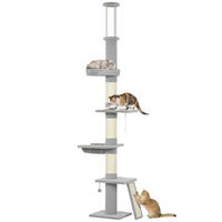 Produktbild von PawHut Kratzbaum Deckenhoch höhenverstellbar 230–260 cm mit Sisal in Grau