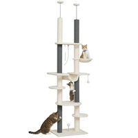 Produktbild von PawHut Kratzbaum Deckenhoch höhenverstellbar 225-255 cm mit Hängematte und Plüsch Weiß