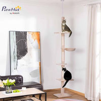 Produktbild von PawHut Kratzbaum deckenhoch mit Deckenspanner und Sisalstämmen beige
