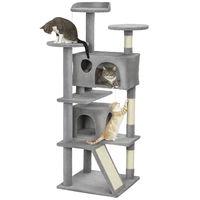 Produktbild von PawHut Kratzbaum für Kätzchen 138 cm mit Sisal-Kratzstämmen in Grau