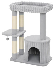 PawHut Kratzbaum für Katzen 93cm Grau mit Sisal-Kratzstämmen – Bild 1 von 2