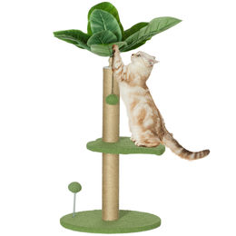 PawHut Kratzbaum für Katzen als Aktivitätszentrum mit Jute und Plüschplattformen in Grün 83 cm – Bild 1 von 3