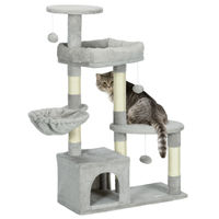 Produktbild von PawHut Kratzbaum für Katzen als mehrstufiges Aktivitätscenter mit 104 cm Höhe in Grau und Creme