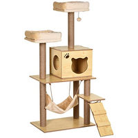 Produktbild von PawHut Kratzbaum für Katzen aus Sisal in Beige mit Hängematte und Spielball