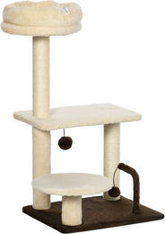 PawHut Kratzbaum für Katzen aus Spanplatte und Plüsch mit Sisalstange in Beige – Bild 1 von 5
