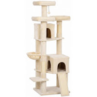 Produktbild von PawHut Kratzbaum für Katzen in Beige mit 3 Sisalkratzstämmen und Liegeflächen 184 cm hoch