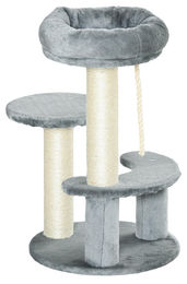 PawHut Kratzbaum für Katzen in Grau mit Plüsch und Sisal – Bild 1 von 2