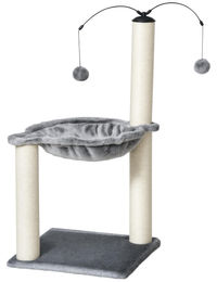 PawHut Kratzbaum für Katzen in Grau mit Sisalkratzstämmen, Hängematte und Spielstruktur – Bild 1 von 2