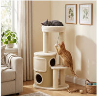 Produktbild von PawHut Kratzbaum für Katzen mit 2-stöckiger Kratztonne, Sisal-Kratzpfosten und Plattform, Beige
