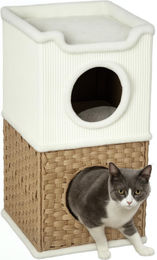 PawHut Kratzbaum für Katzen mit 3 Etagen und offener Schublade, Sisal-Katzenhaus in Creme, 41 x 41 x 75,5 cm – Bild 1 von 3