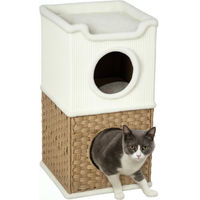 Produktbild von PawHut Kratzbaum für Katzen mit 3 Etagen und offener Schublade, Sisal-Katzenhaus in Creme, 41 x 41 x 75,5 cm