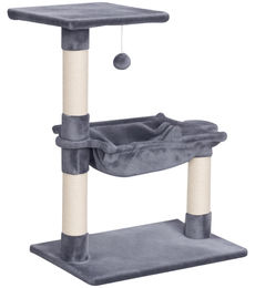 PawHut Kratzbaum für Katzen mit 3 Sisalkratzstangen und Hängematte aus Naturmaterialien – Bild 1 von 1
