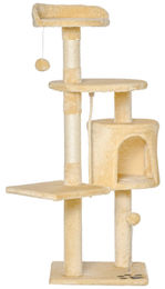 PawHut Kratzbaum für Katzen mit 4 Etagen und Schlafhöhle in Beige oder Weiß – Bild 1 von 1