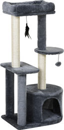 PawHut Kratzbaum für Katzen mit Betthöhle und Spielzeug in Grau und Beige, 100 cm hoch – Bild 1 von 1