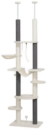 PawHut Kratzbaum für Katzen mit Deckenspanner in Weiß und Grau 44x60x225-255 cm – Bild 1 von 3